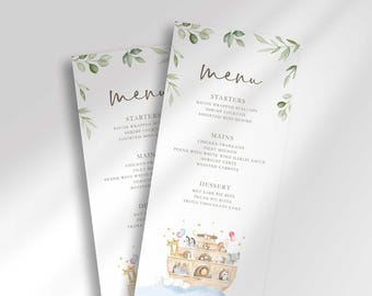 Noah's Ark Menu Card, Baby Shower or Birthday Table Decor (Digital Download)