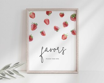 Strawberry Party Favor Sign: Berry First Birthday (Digital Download)