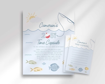 Angeln Geburtstag Zeit Kapsel Zeichen O-Fish-Ally One Reely Big Party Decor Bearbeitbarer Download (Digitaler Download)