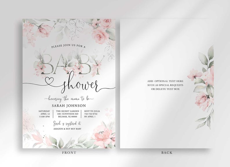 baby in bloom baby shower invitation
