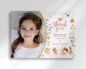 Editable Fairy Princess Thank You Card Template (Digital Download)