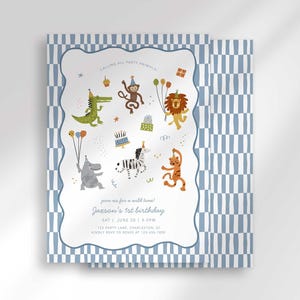 Calling All Party Animals Birthday Invitation, Safari Theme Invite Digital Download (Digital Download) image 2
