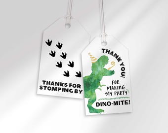 Dinosaur Thank You Tags, Jurassic Party Favor Printable Boy (Digital Download)