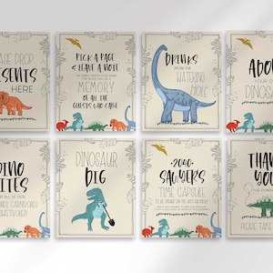 Editable Dinosaur Party Sign Package | Adopt a Dinosaur + Certificate | Dinosaur Dig | Dino Food Sign | Thanks for Stomping By