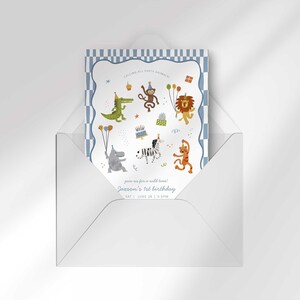 Calling All Party Animals Birthday Invitation, Safari Theme Invite Digital Download (Digital Download) image 4