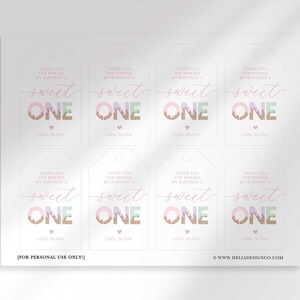 Etichette per bomboniere di primo compleanno a tema gelato "Sweet One" (download digitale) immagine 4