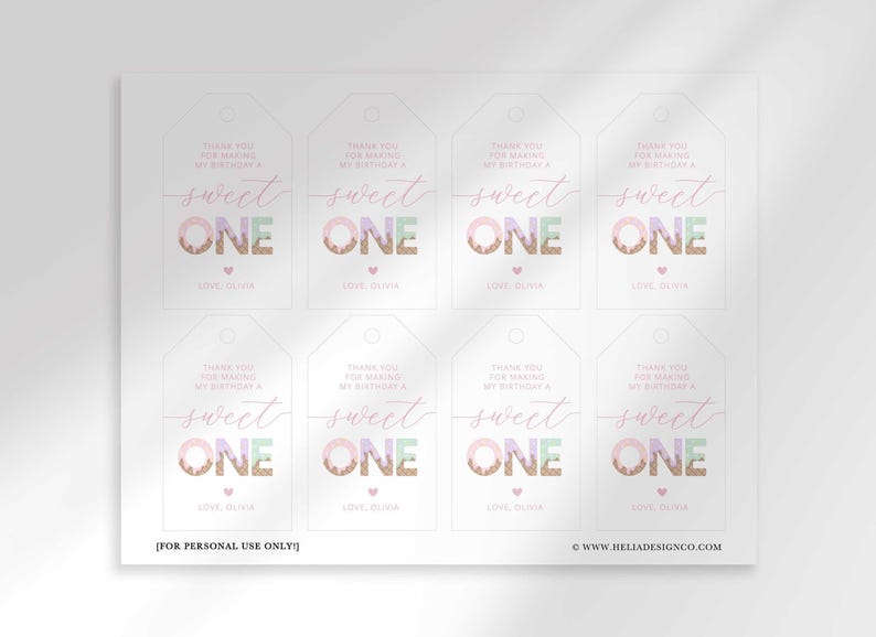 Etichette per bomboniere di primo compleanno a tema gelato "Sweet One" (download digitale) immagine 4
