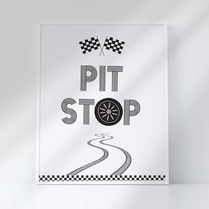 Race Car Party Sign: Pit Stop Decor, 8x10 (Digital Download)