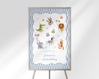 Safari Birthday Welcome Sign – Jungle Theme Calling All Party Animals (Digital Download)