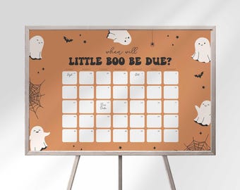 Halloween Baby Shower Game, Guess the Due Date Ghost Sign 11x14/16x20/18x24 PDF/JPG (Digital Download)