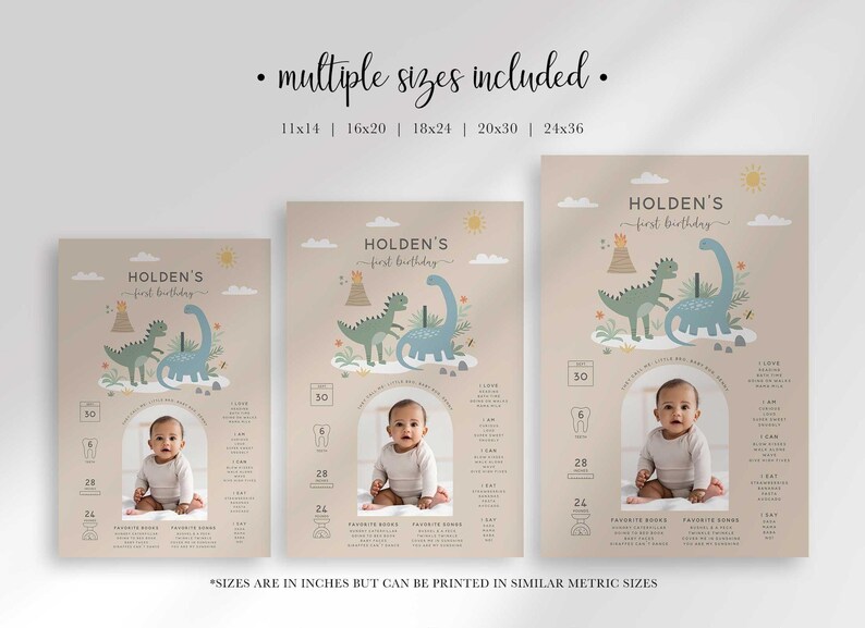 dinosaur 1st birthday chart