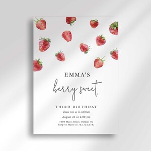 strawberry birthday invitation