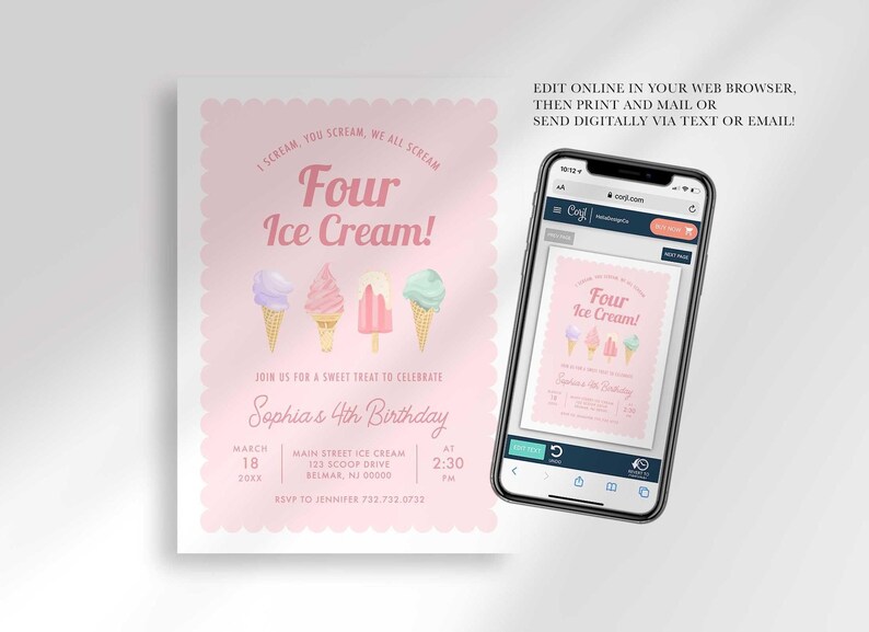 digital ice cream invitation