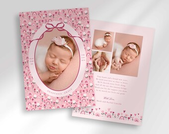 Pink Bow Baby Announcement (Digital Download)