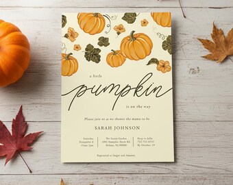 Invito per baby shower a tema zucca autunnale "Innamorarsi" (Download digitale)