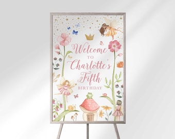 Editable Fairy Princess Welcome Sign Template Pink (Digital Download)