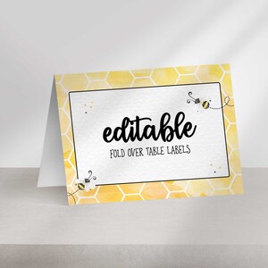 Editable Bumblebee Food Labels: Baby Shower Birthday (Digital Download)