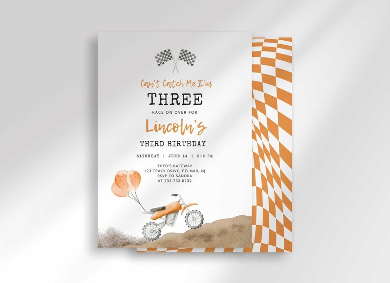 dirt bike 3rd birthday invitation