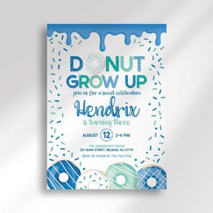 donut grow up birthday invitation