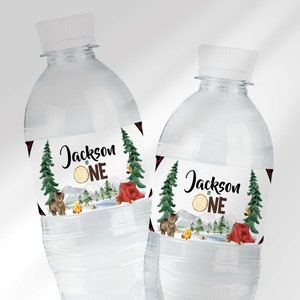 Bearbeitbare Happy Camper Geburtstag Wasserflasche Label Sofort Download