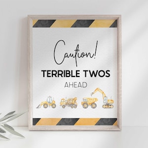 Terrible Twos Ahead 8x10 Construction Birthday Party Sign for WC2 (Digital Download)