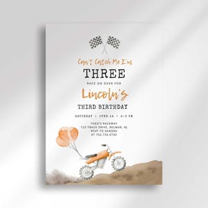 dirt bike third birthday invitation