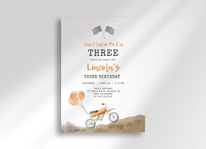 dirt bike third birthday invitation