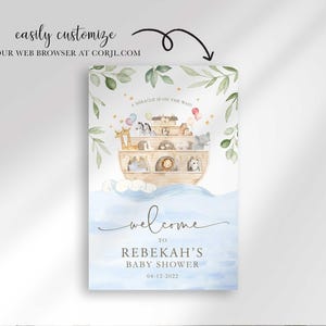 Cartello di benvenuto per baby shower a tema Arca di Noè (download digitale) immagine 4