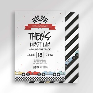 1st lap down birthday invitation