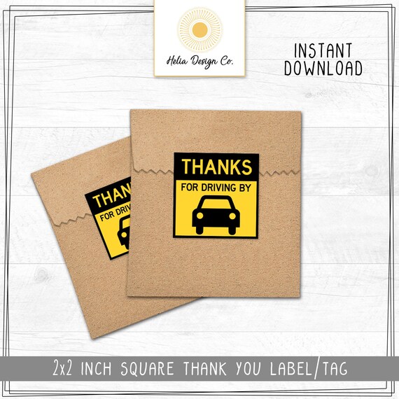 NEW! Quarantine Birthday Thanks for Driving By Thank You Tags | Drive By Party | Car Parade | Digital Download | Print Yourself DIY Il_570xn