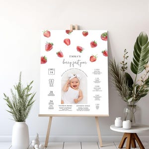 strawberry 1st birthday photo banner