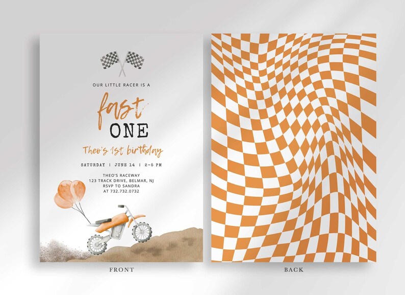 dirt bike 1st birthday invitation