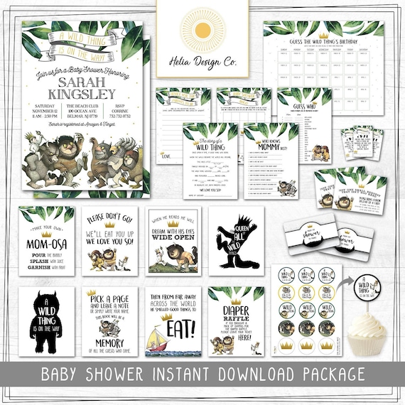 NEW! Where The Wild Things Are | Baby Shower Kit | Invitation | Shower Games | Party Signs | Instant Download | Printable Il_570xn