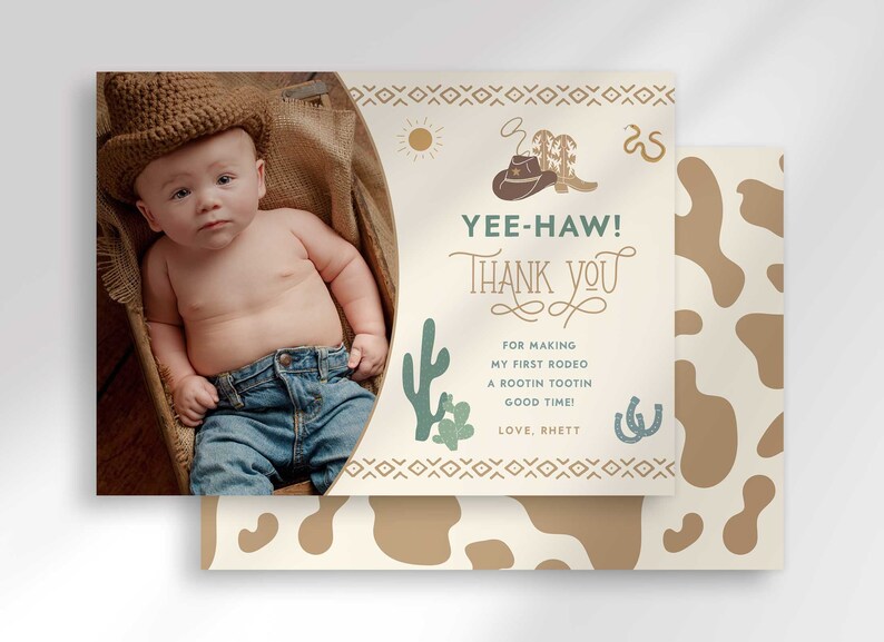 Editable First Rodeo Birthday Thank You Card Template Instant - Etsy