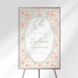 Baby in Bloom Welcome Sign Floral Shower Decor Editable Poster (Digital Download)