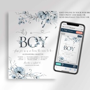 digital boy baby shower invitation
