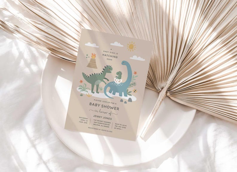little dino baby shower invitation