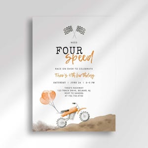 dirt bike 4th birthday invitation
