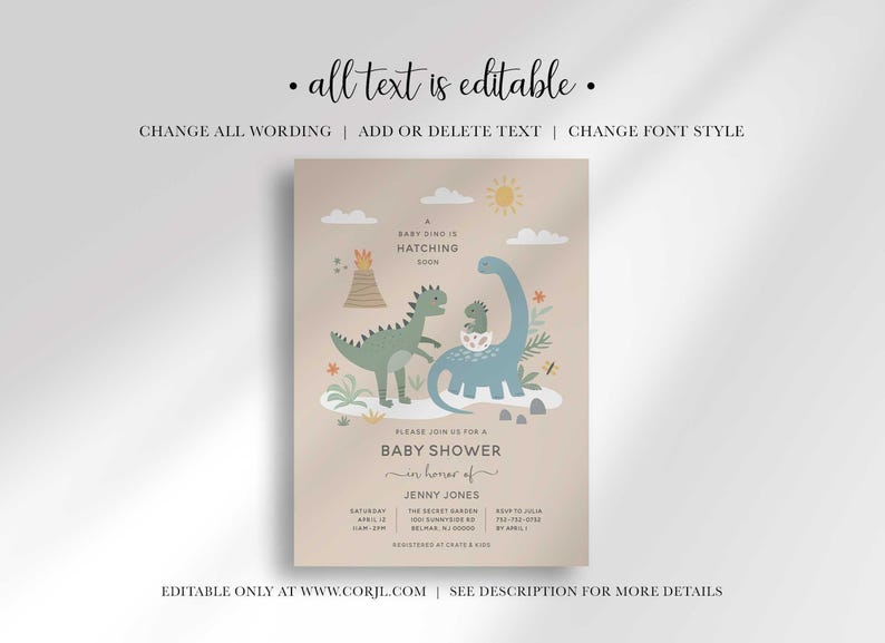 modern dinosaur baby shower