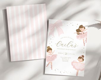 Pink Ballerina Birthday Invitation: Modern Dance Party