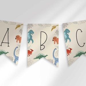Colorful Dinosaur Letter Banner, Jurassic Party (Digital Download)