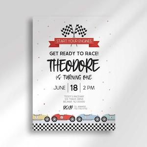 Race Car Birthday Invitation Template: Any Age, Printable (Digital Download)