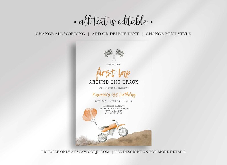 editable dirt bike invitation