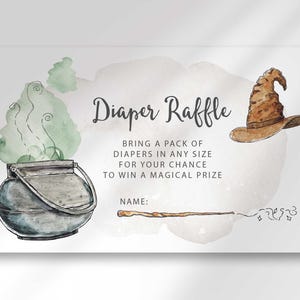 Magical Wizard Baby Shower Diaper Raffle Ticket Template Digital Invitation Insert Download (Digital Download)