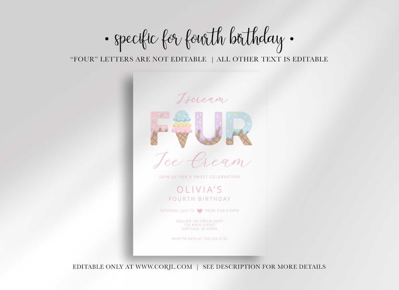 editable ice cream invitation