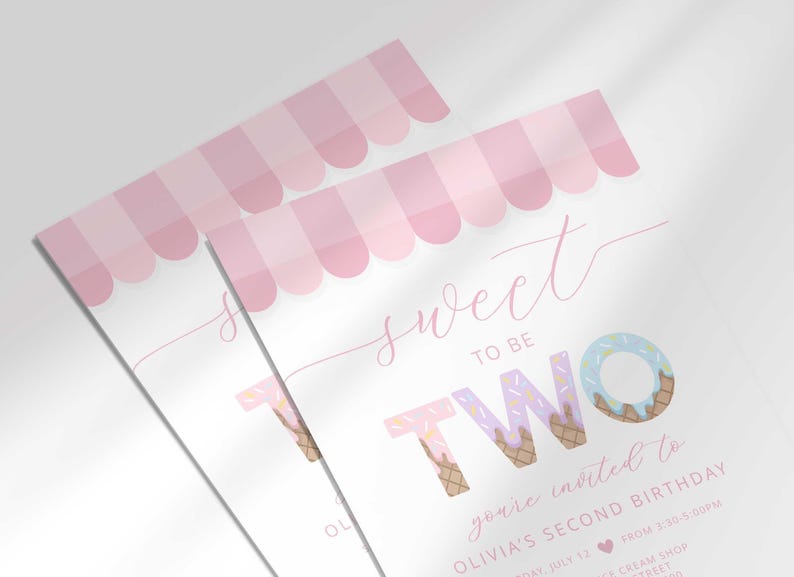 ice cream 2nd birthday invit