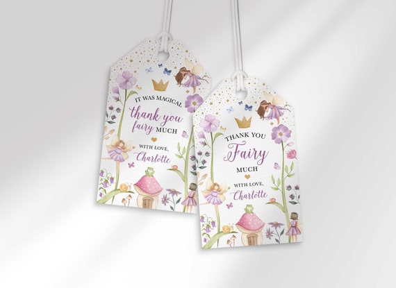 Editable Fairy Birthday Thank You Tag to Edit at Corjl.com | Fairy ...