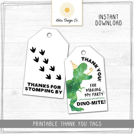 NEW! Dinosaur Birthday Party Gift Tags | Thank You Tags | T-Rex Birthday | Instant Download | Printable DIY Il_570xn