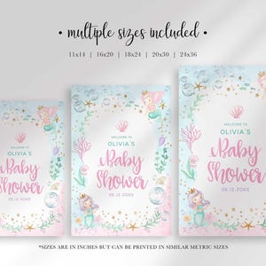 mermaid baby shower signs