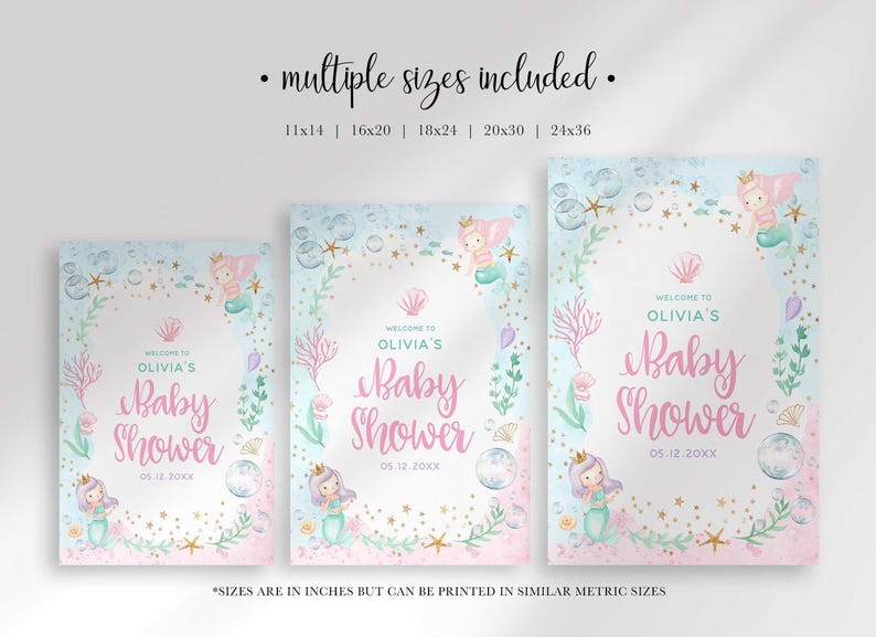 mermaid baby shower signs